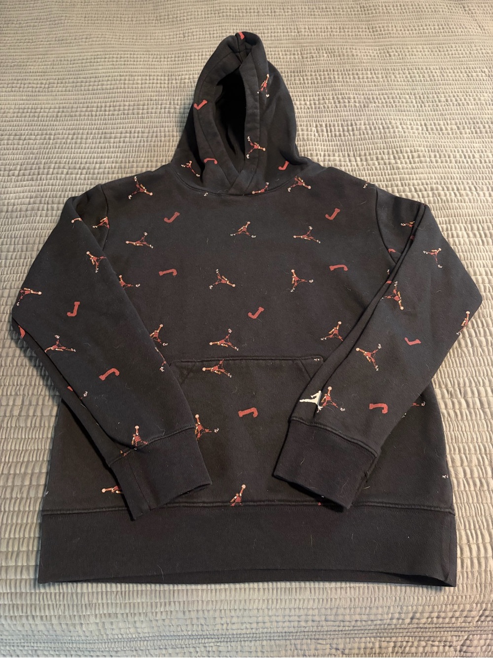 Jordan Black Pullover Hoodie with Red Logo Accents